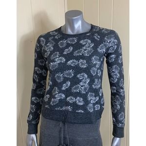 Women's Nollie Sweatshirt Sz S Gray w/White Floral Print lightweight Long sleeve